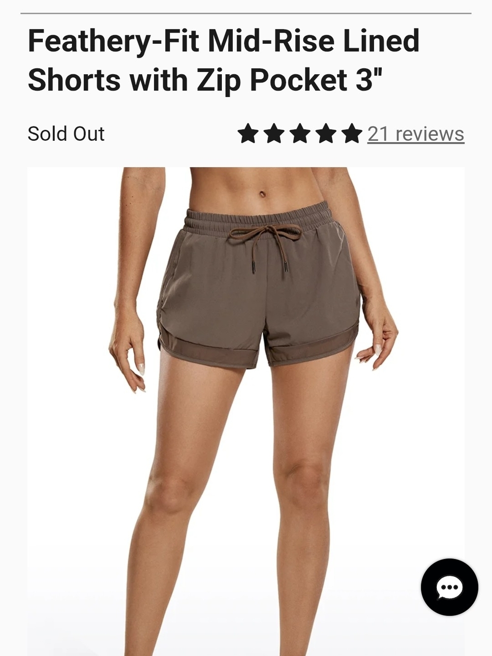 CRZ YOGA Feathery-Fit Mid-Rise Lined Shorts in Brown